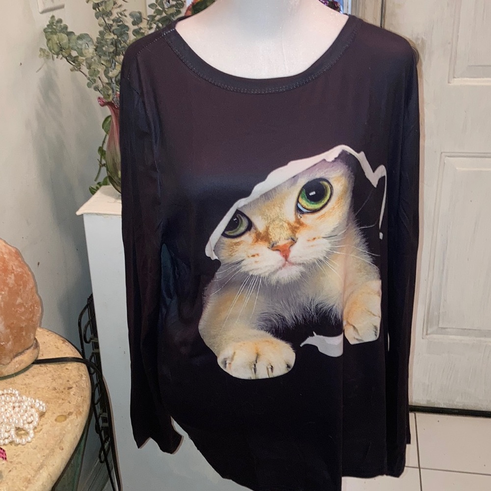 SALE 🆑️Brand NEW Cat Lover's Adorable shirt w/ Long sleeves. Orange kitty 💖